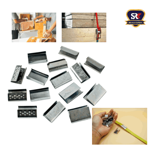 Various types and sizes of box strapping clips and rolls - Sriram Enterprises, a trusted supplier in Tirunelveli.