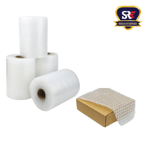 Bubble wrapper rolls with a packed box from Sriram Enterprises, showing reliable protective packaging solutions in Tirunelveli.