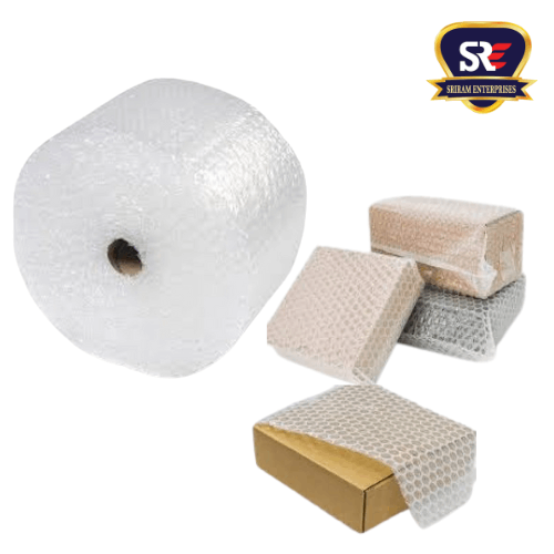 Bubble wrapper roll and carton packaging showing protective material use by Sriram Enterprises in Tirunelveli for safe shipping.