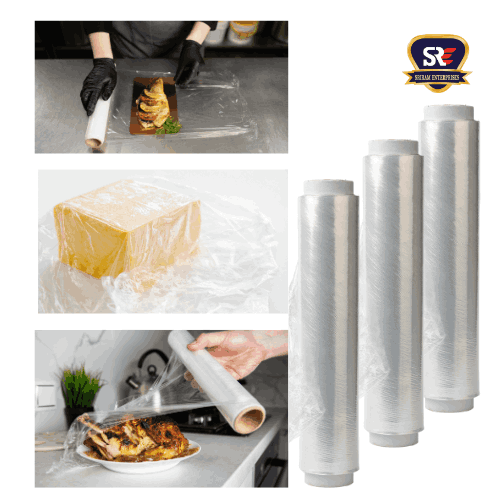 Stretchable high-grade cling film for safe packaging, offered by Sriram Enterprises, Tirunelveli, for heavy-duty wrapping.