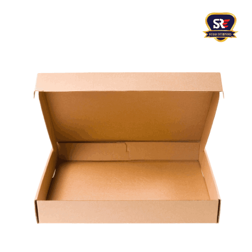 An open, flat, corrugated box with a wide mouth, great for document or apparel packaging by Sriram Enterprises Tirunelveli